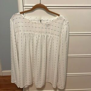 Loft White Long Sleeve Blouse
